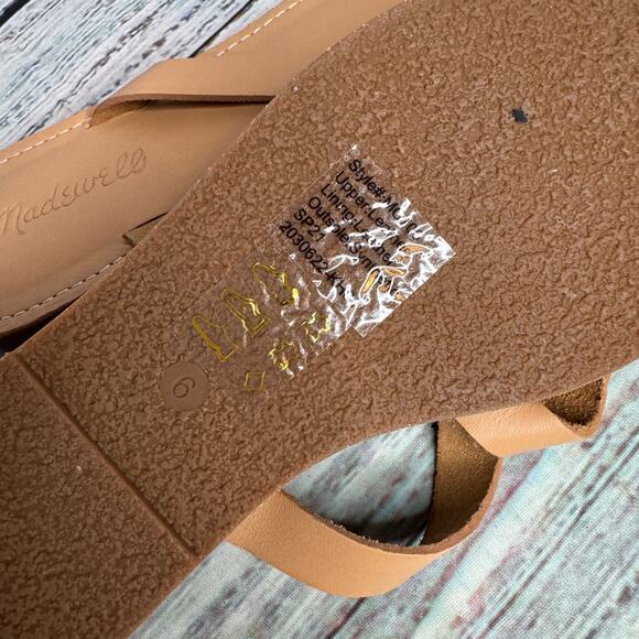 Madewell Boardwalk Leather Thong Flip Flop Sandals Tan 6 - Picture 4 of 4